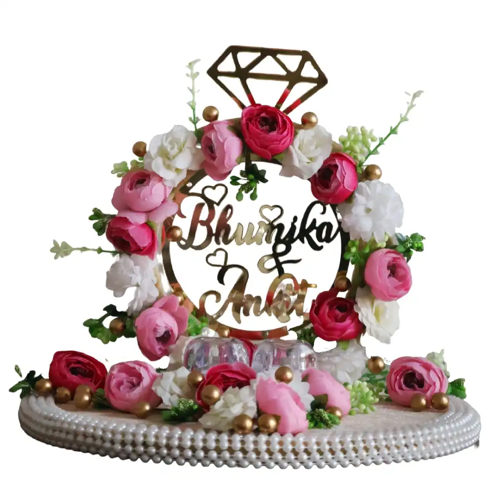 Engagement Ring Display Platter with Floral Decor